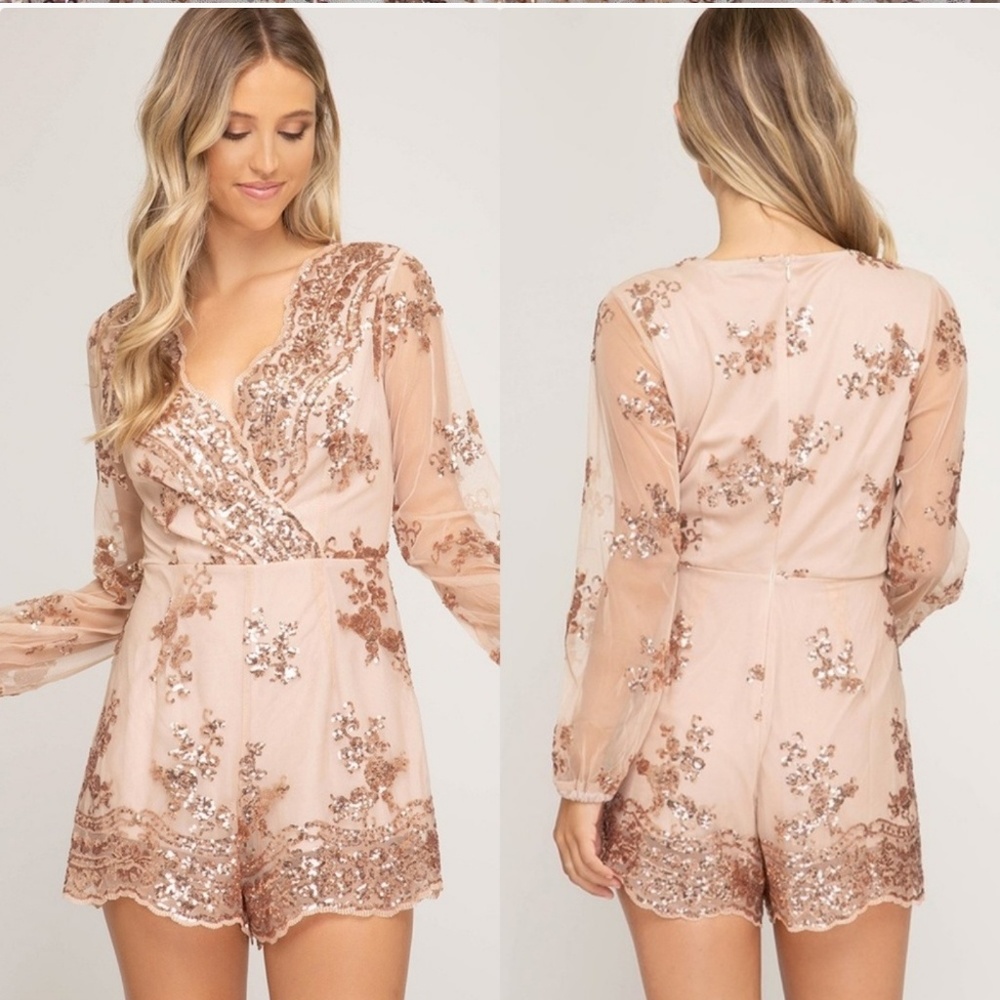 Rose gold Sequins Romper